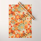 Patterned Retro 70's Floral Prints Wrapping Paper Gallery Image 1