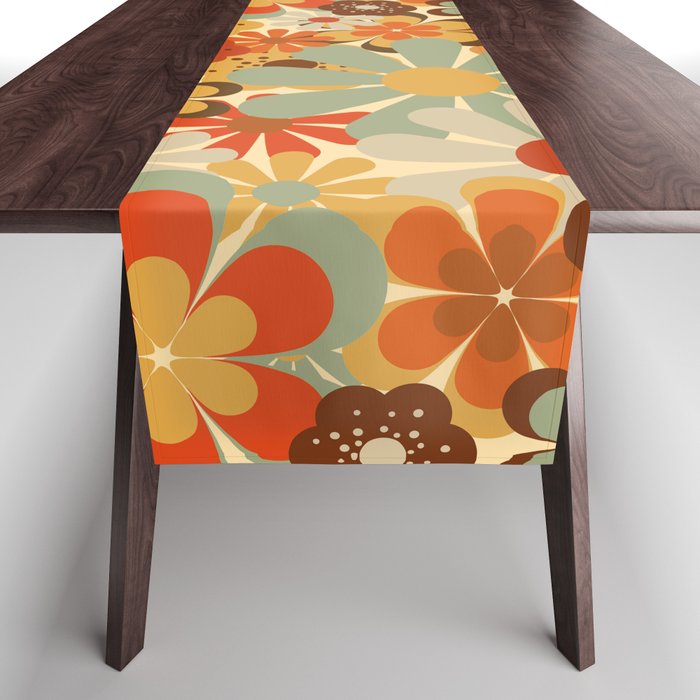 Patterned Retro 70's Floral Prints Table Runner Gallery Image 1