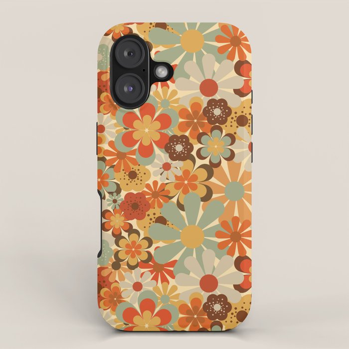 Patterned Retro 70's Floral Prints iPhone Case Gallery Image 1