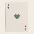 Ace of Hearts Playing Card Sage Green Poster Gallery Image 4