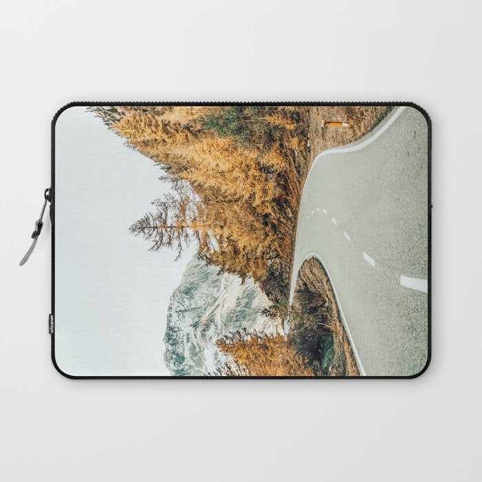 Snow + Golden Pine Photography Landscape Wall Decor, Scenic Nature Laptop Sleeve Gallery Image 1