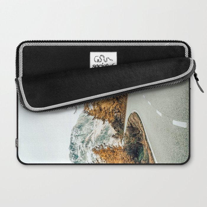 Snow + Golden Pine Photography Landscape Wall Decor, Scenic Nature Laptop Sleeve Gallery Image 2