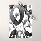 Modern abstract black white hand painted brushstrokes Wrapping Paper Gallery Image 1