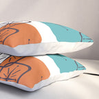 Mid Century Modern White Yellow Orange Blue Pillow Sham Gallery Image 3
