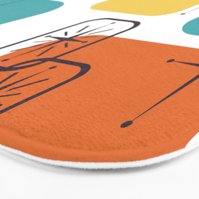 Mid Century Modern White Yellow Orange Blue Bath Mat Gallery Image 3
