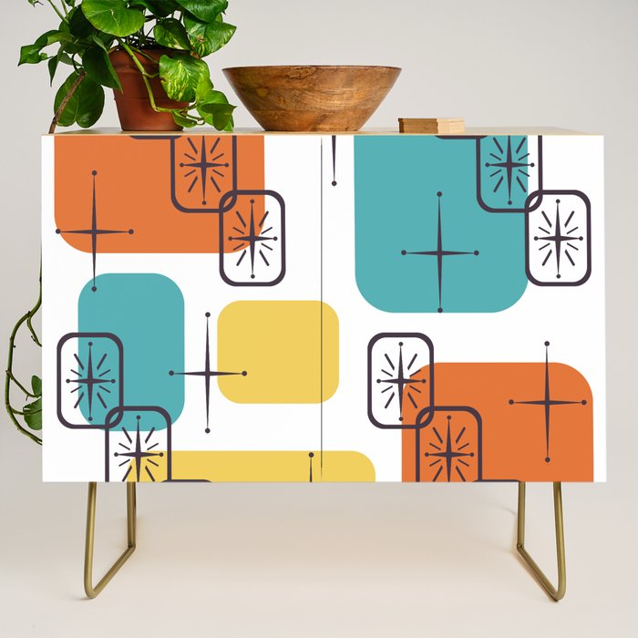 Mid Century Modern White Yellow Orange Blue Credenza Gallery Image 1