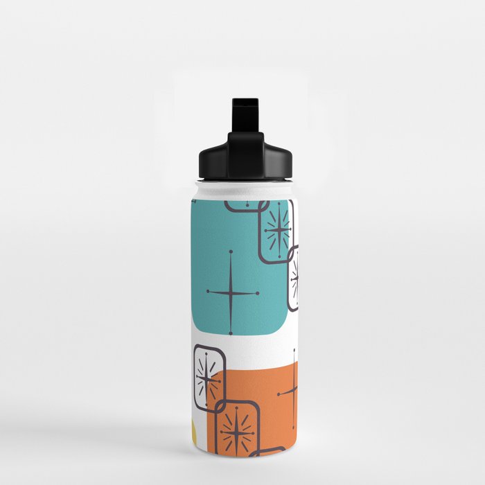 Mid Century Modern White Yellow Orange Blue Water Bottle Gallery Image 2