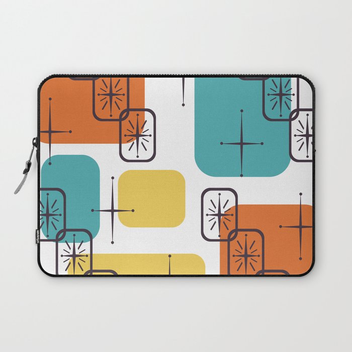 Mid Century Modern White Yellow Orange Blue Laptop Sleeve Gallery Image 1