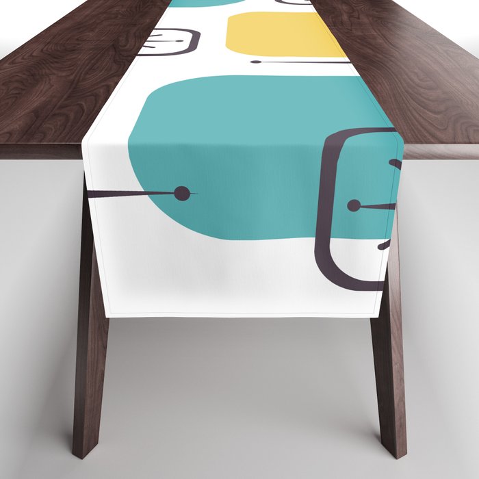 Mid Century Modern White Yellow Orange Blue Table Runner Gallery Image 1