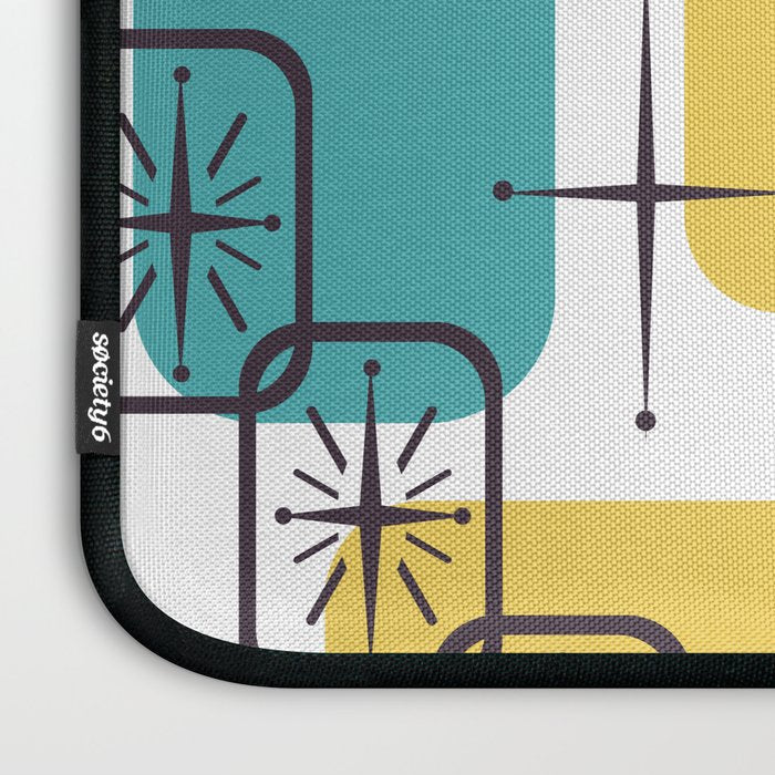 Mid Century Modern White Yellow Orange Blue Laptop Sleeve Gallery Image 3
