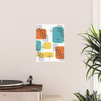 Mid Century Modern White Yellow Orange Blue Poster Gallery Image 2