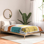 Mid Century Modern White Yellow Orange Blue Comforter Gallery Image 2