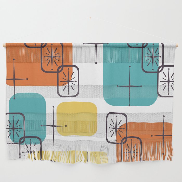 Mid Century Modern White Yellow Orange Blue Wall Hanging Gallery Image 1