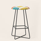 Mid Century Modern White Yellow Orange Blue Stool Gallery Image 1
