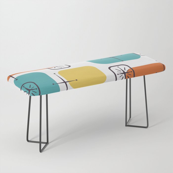 Mid Century Modern White Yellow Orange Blue Bench Gallery Image 1