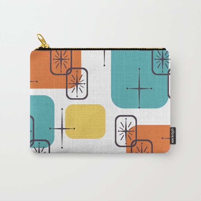 Mid Century Modern White Yellow Orange Blue Carry All Pouch Gallery Image 1