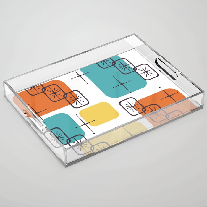 Mid Century Modern White Yellow Orange Blue Acrylic Tray Gallery Image 1