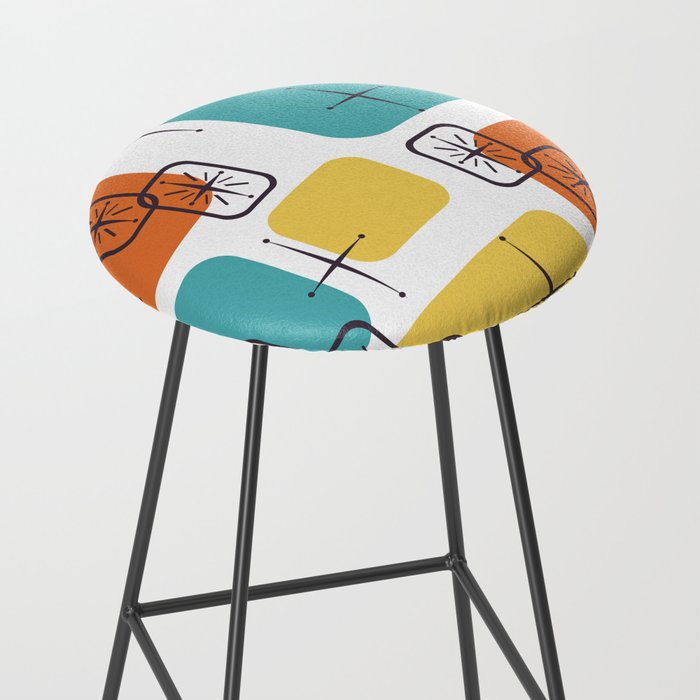Mid Century Modern White Yellow Orange Blue Stool Gallery Image 2