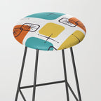 Mid Century Modern White Yellow Orange Blue Stool Gallery Image 2