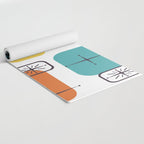 Mid Century Modern White Yellow Orange Blue Yoga Mat Gallery Image 2