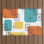 Mid Century Modern White Yellow Orange Blue Outdoor Rug Gallery Image 1