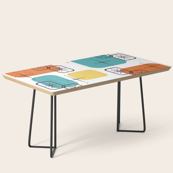 Mid Century Modern White Yellow Orange Blue Coffee Table Gallery Image 1