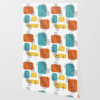 Mid Century Modern White Yellow Orange Blue Wallpaper Gallery Image 2