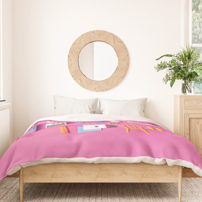 Dollhouse inventory / pink Duvet Cover Gallery Image 3