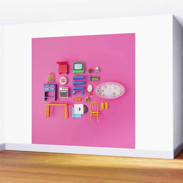 Dollhouse inventory / pink Wall Mural Gallery Image 2
