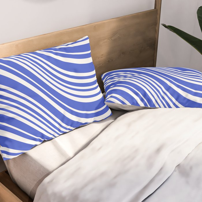  Wavy Stripes XXXIV - Bright Blue Pillow Sham Gallery Image 2