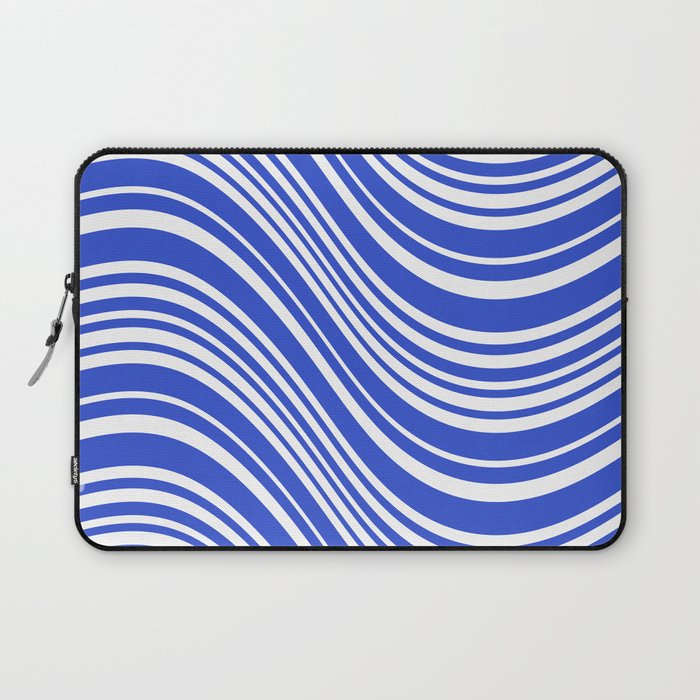 Wavy Stripes XXXIV - Bright Blue Laptop Sleeve Gallery Image 1