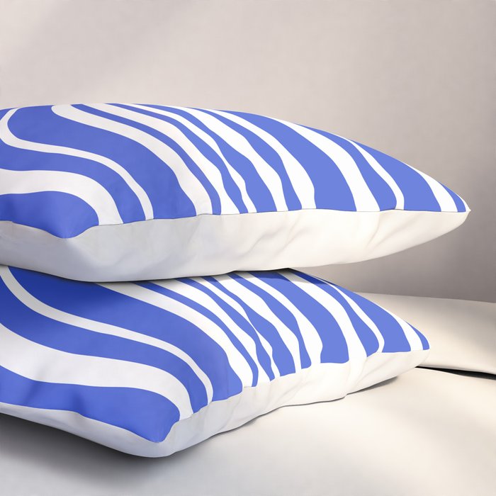 Wavy Stripes XXXIV - Bright Blue Pillow Sham Gallery Image 3