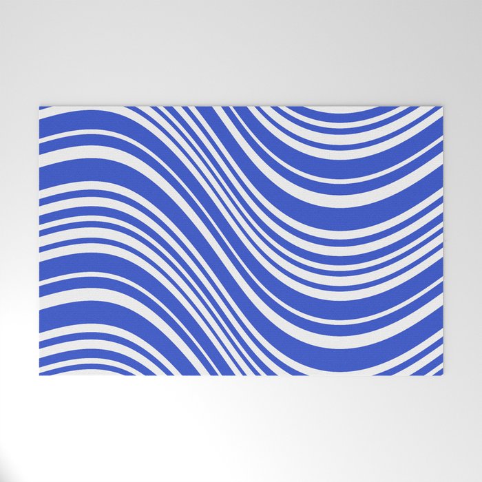  Wavy Stripes XXXIV - Bright Blue Welcome Mat Gallery Image 1
