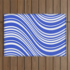  Wavy Stripes XXXIV - Bright Blue Outdoor Rug Gallery Image 1