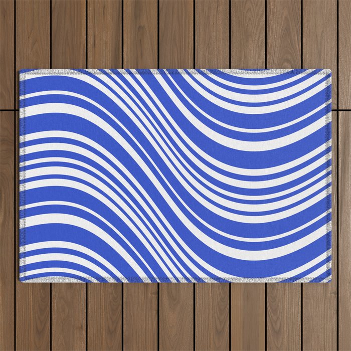  Wavy Stripes XXXIV - Bright Blue Outdoor Rug Gallery Image 1