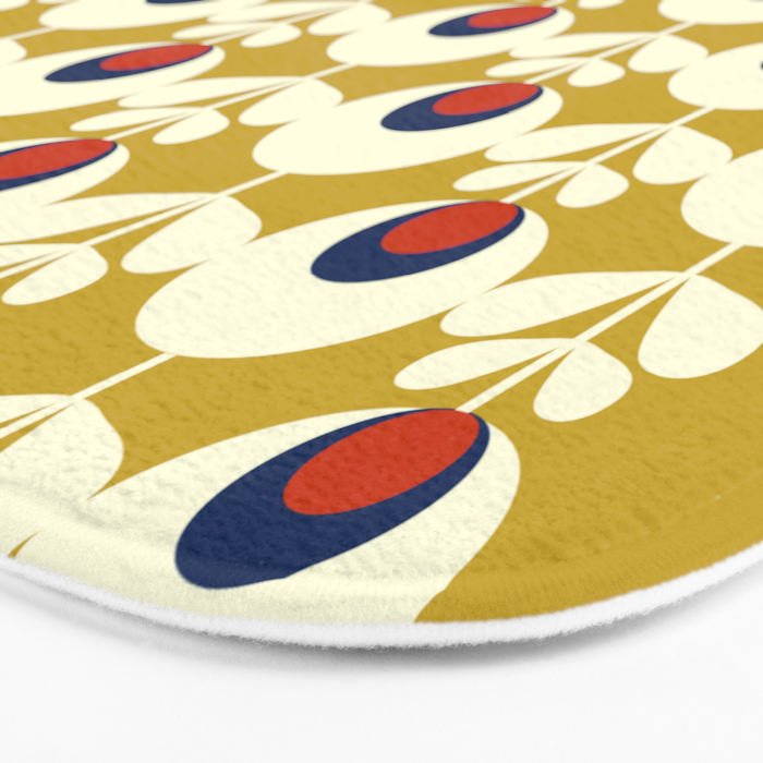 Flowers geometry mustard - retro pattern no3 Bath Mat Gallery Image 3