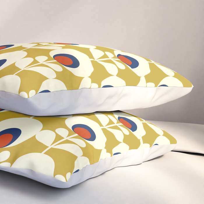 Flowers geometry mustard - retro pattern no3 Pillow Sham Gallery Image 3