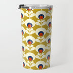 Flowers geometry mustard - retro pattern no3 Travel Mug Gallery Image 3