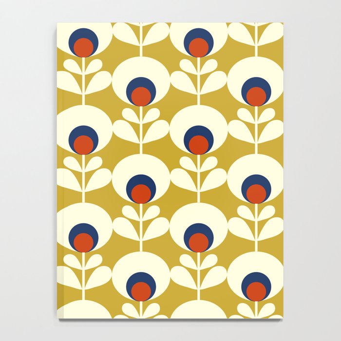 Flowers geometry mustard - retro pattern no3 Notebook Gallery Image 4