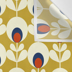 Flowers geometry mustard - retro pattern no3 Wall Tapestry Gallery Image 3