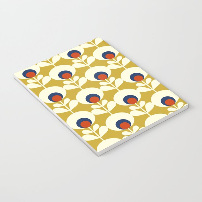 Flowers geometry mustard - retro pattern no3 Notebook Gallery Image 3