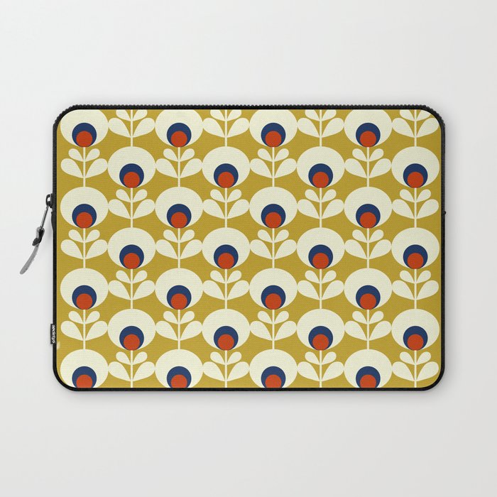 Flowers geometry mustard - retro pattern no3 Laptop Sleeve Gallery Image 1