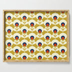 Flowers geometry mustard - retro pattern no3 Serving Tray Gallery Image 1