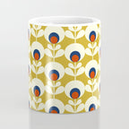Flowers geometry mustard - retro pattern no3 Coffee Mug Gallery Image 4