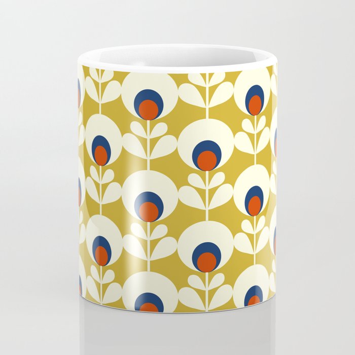 Flowers geometry mustard - retro pattern no3 Coffee Mug Gallery Image 4