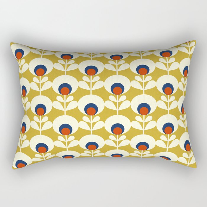 Flowers geometry mustard - retro pattern no3 Rectangular Pillow Gallery Image 1