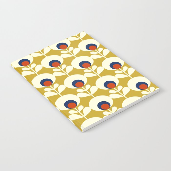 Flowers geometry mustard - retro pattern no3 Notebook Gallery Image 2
