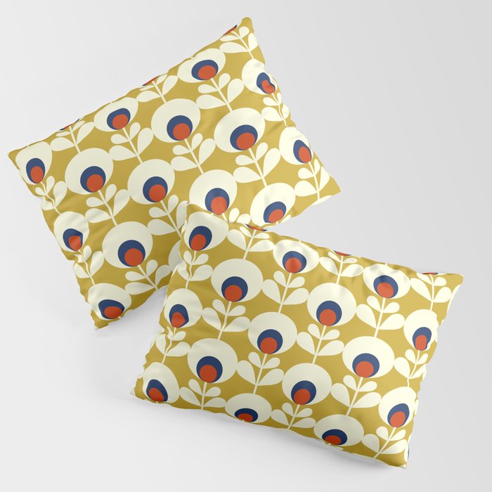 Flowers geometry mustard - retro pattern no3 Pillow Sham Gallery Image 3
