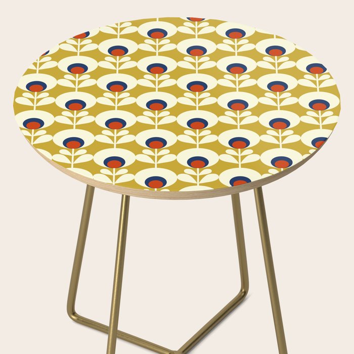 Flowers geometry mustard - retro pattern no3 Side Table Gallery Image 2