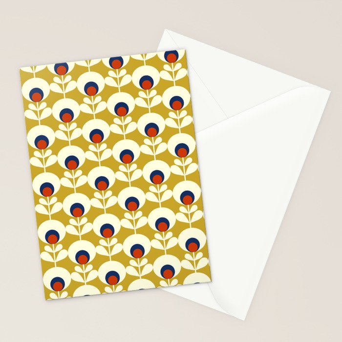 Flowers geometry mustard - retro pattern no3 Stationery Card Gallery Image 2